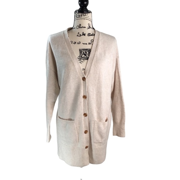 CASLON - Organic Cotton Blend Buttoned Cardigan Sweater in Oatmeal Color - M - Picture 16 of 16